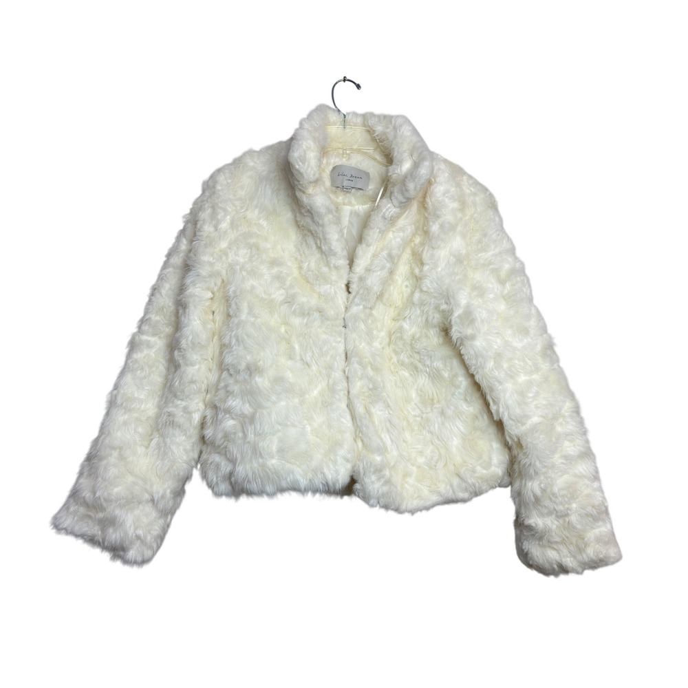 Lilac Dream Faux‎ Fur Jacket Womens Large L White Ivory Swirl Glam Winter Chic